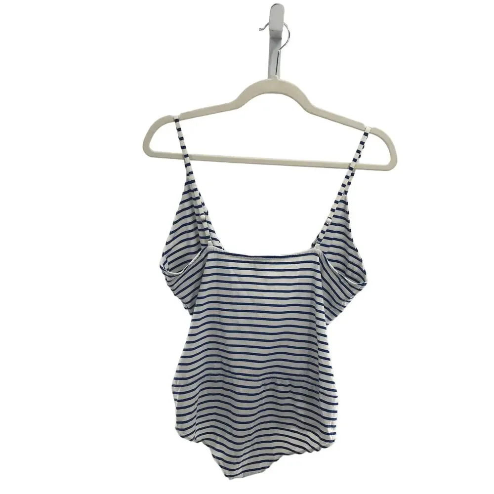J. Crew Crossover Blue Striped White Nautical Surplice Bodysuit